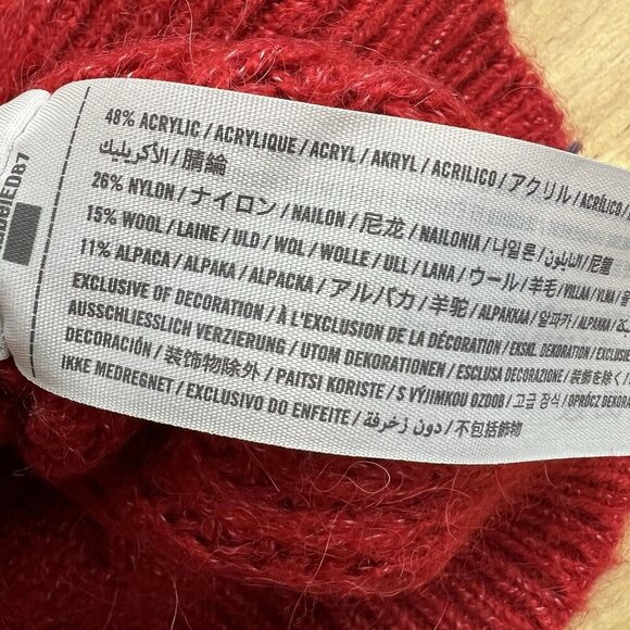 Abercrombie & Fitch Sweater Cable Knit Chunky Red Wool Alpaca Blend Size Small - Picture 9 of 11